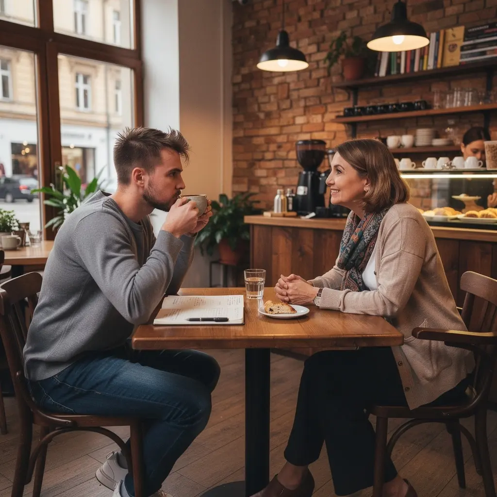 Asmeninis augimas: žmogus medituoja gamtoje, siekdamas vidinės ramybės.